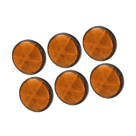 REPAIROCK 6pcs 2.20"x0.31" Universal Reflector - Round Motorcycle Bike Safety Reflector Increase Visibility and Safety on The Road - Plastic Orange Auto Replacement Parts