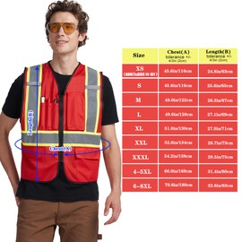 AK A-KSAFETY FIRST Red Security Vest for Security Guard, Safety, Construction & Work - High Visibility, Reflective & Hi Vis Vest, 2XL