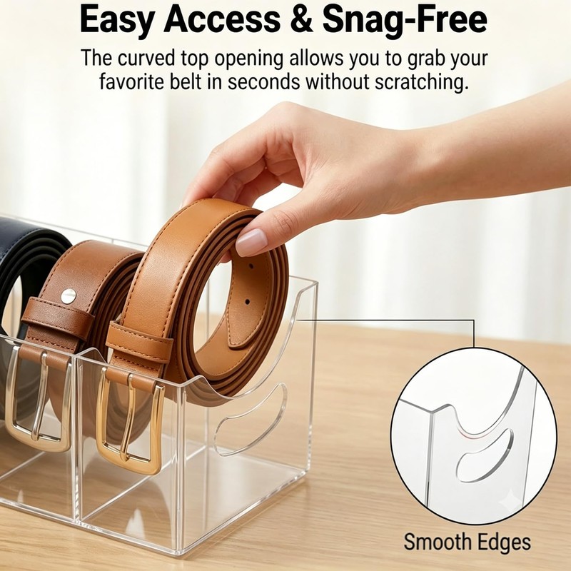 Belt Organizer 2 Pack Clear Acrylic Belt Holder for Closet