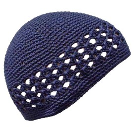 Luxury Divas Navy Crocheted Beanie Skull Cap Hat