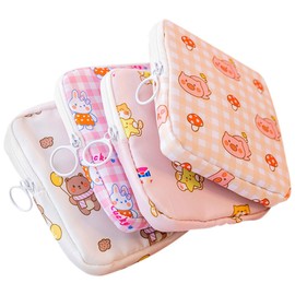 Ipetboom 4Pcs Cute Animal Portable Tampon Holder Set Multi-Function Sanitary Storage Pouches for Daily Use Compact Zipper Design for Female Accessories