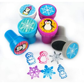 TINYMILLS 24個入り ペンギン アソートスタンプ キッズ用 インク内蔵式スタンプ (12種類のデザイン) 誕生日パーティー 靴下に入れるプレゼント パーティーの贈り物 お楽しみ袋 プレゼント 教室でのご褒美