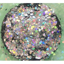 Heart Glitter Confetti 2mm Heart-Shaped Confetti Laser Sequins for Party Decoration, DIY Crafts, Premium Nail Art, Body Art Eye Bling - 10g,Holographic Silver