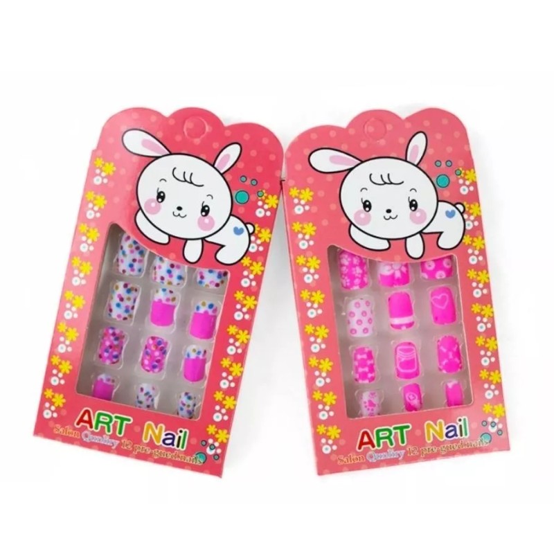 Cosmetic Box Uñas Para Niña Lote 12 Pack Mayoreo Uñas