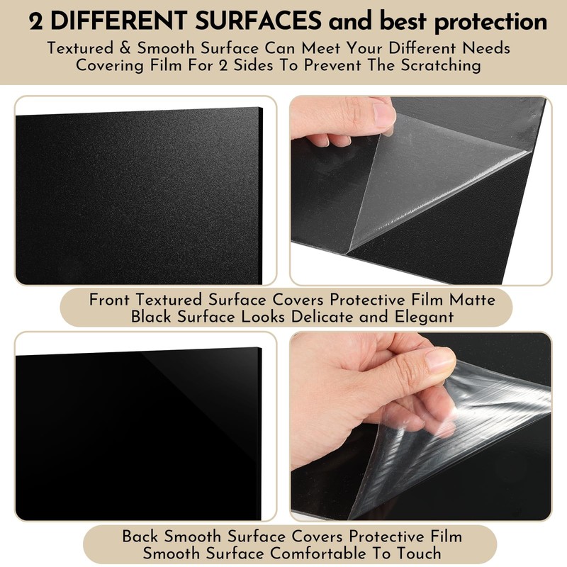 3 Pack Black ABS Plastic Sheet 8” x 12” x