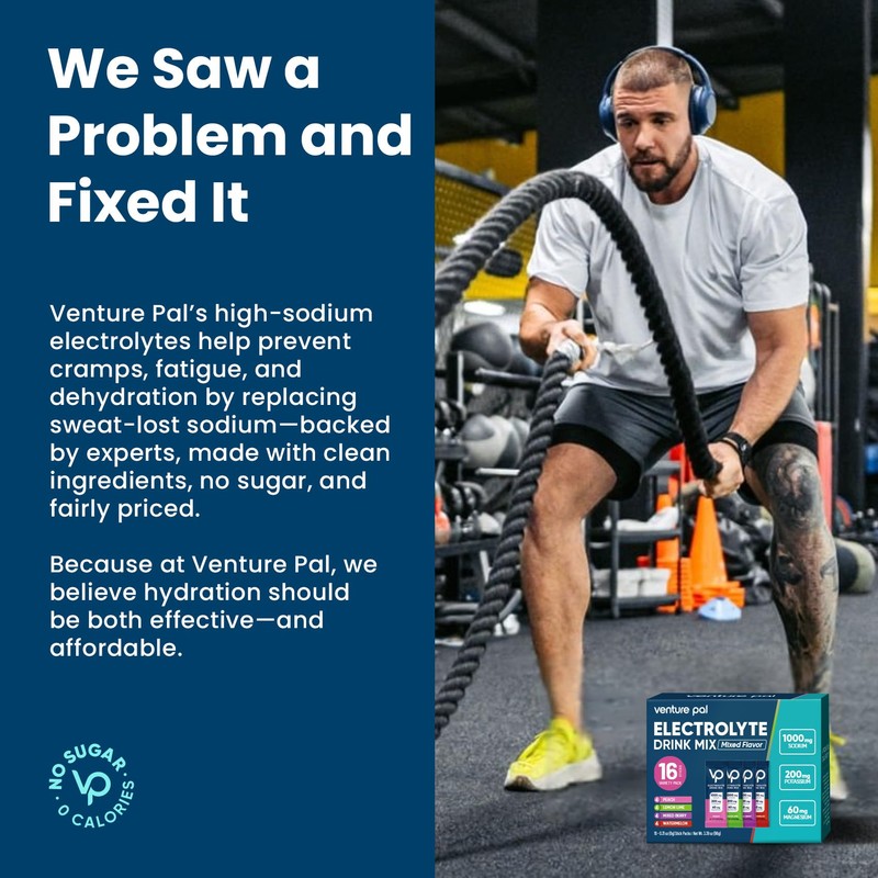 Venture Pal High Sodium Sugar-Free Electrolyte Powder Packets - Hydration