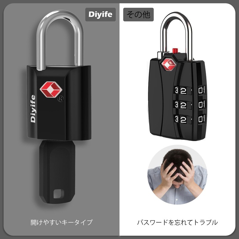 TSA Lock [4 Keys] Diyife Padlock for Small Suitcases, Bag
