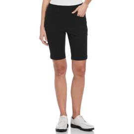 PGA TOUR Women's 9.5” Pull-on Golf Shorts with Tummy Control, Performance Stretch, Moisture-Wicking, Sun Protection, Caviar Black, Small
