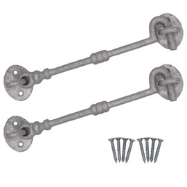 EAI Cabin Hook and Eye Latch - 200mm/8 Inch Galvanised Gate & Door Catch & Fixings for Wooden Gates, Doors & Sheds - 2 Pack