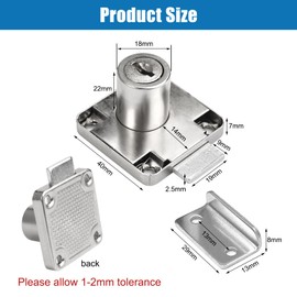 Pack of 4 Cabinet Lock with Key, Stainless Steel Drawer Lock, Cabinet Lock with Key, 4 Pieces Different Buttons, Cabinet Lock Furniture Lock with Key for Furniture Cabinets