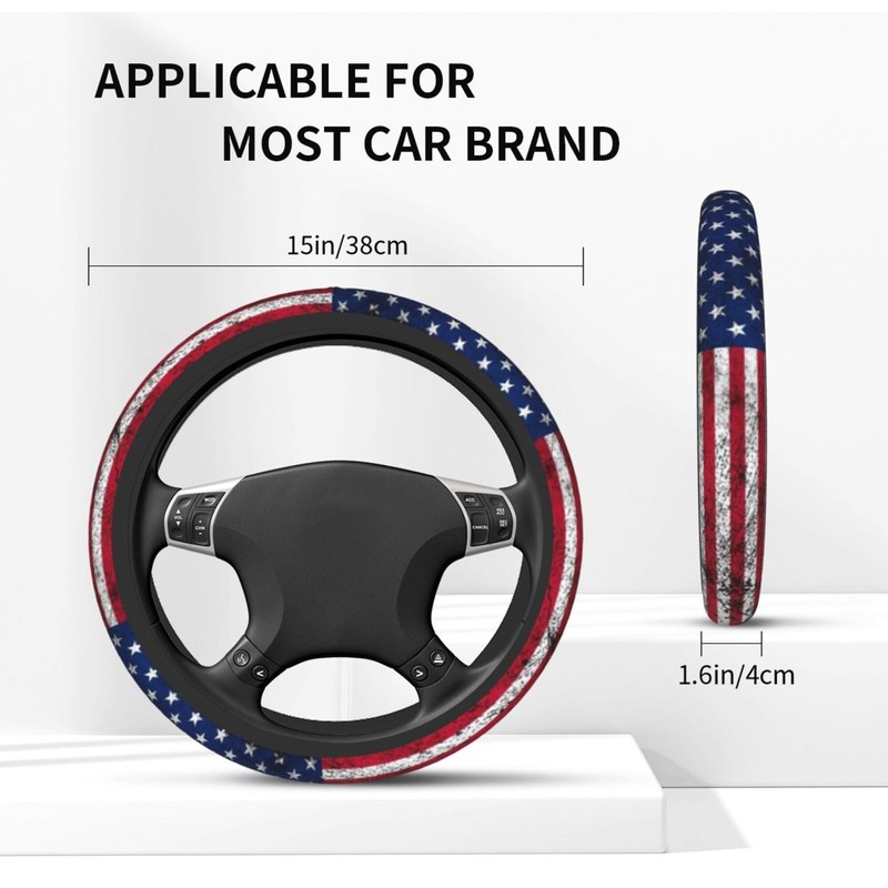 American Flag Steering Wheel Cover Anti-Slip Wear Resistant for Men