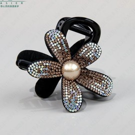 Simple 8cm Cubic Flower Shark Clip Hairpin for Back of Head Shark Fin White- 10ea