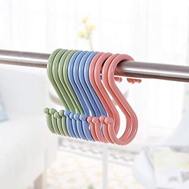 Dusenly 12pcs Colofrul S Shaped Hooks Plastic Hanging Hooks Hangers Bathroom Towel Holder for Bathroom, Bedroom, Office and Kitchen, Large Size 12 * 5cm