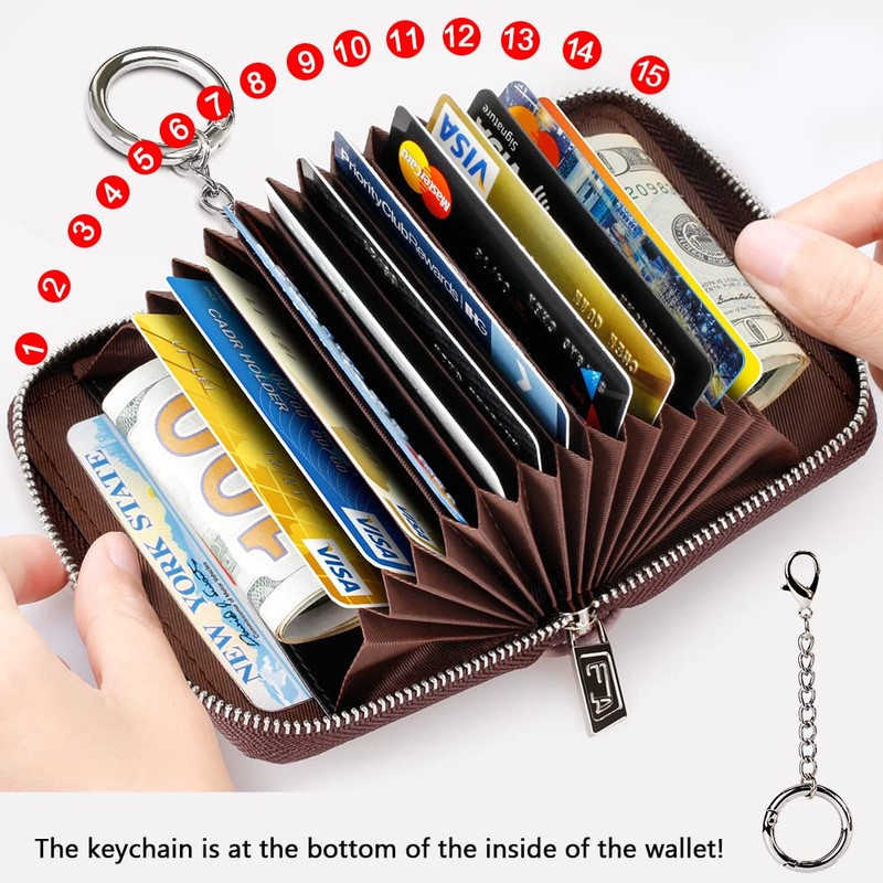 FurArt Zipper Wallet Women RFID Credit Card Holder keychain Wallet