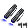 UV Flashlight USB Rechargeable, 365nm Black Light (2 PACK), Mini
