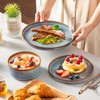 vancasso ONION Ceramic Plates and Bowls Sets, 18 Pieces Blue