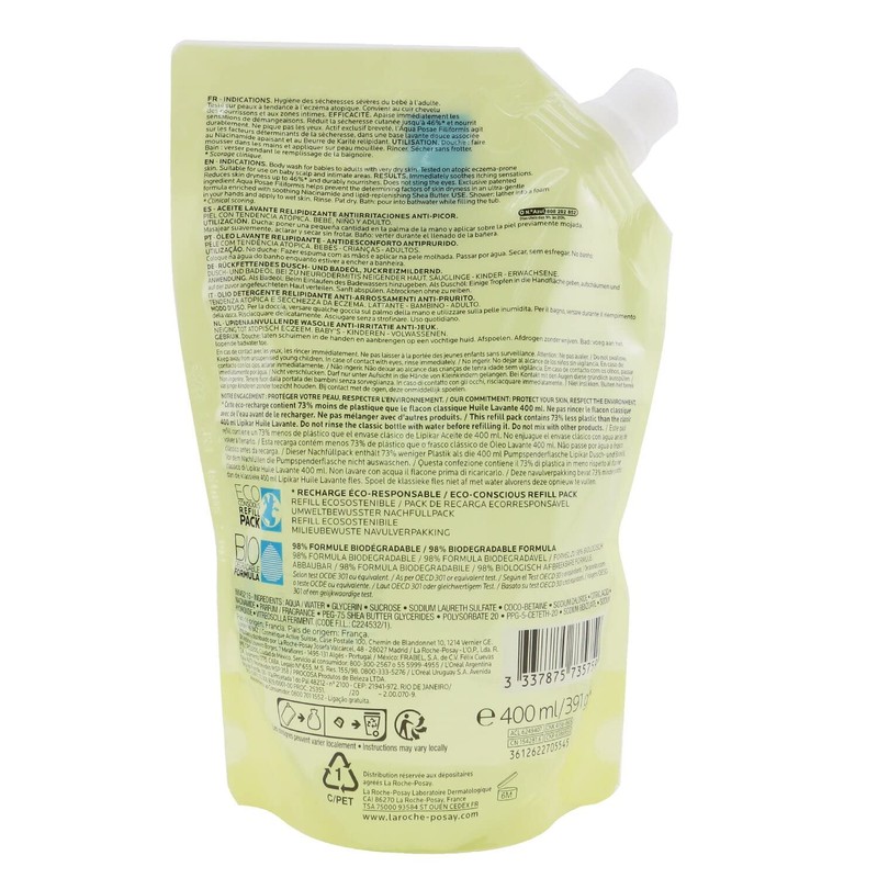 La Roche-Posay Lipikar AP+ Eco-Refill Cleansing Oil 400ml