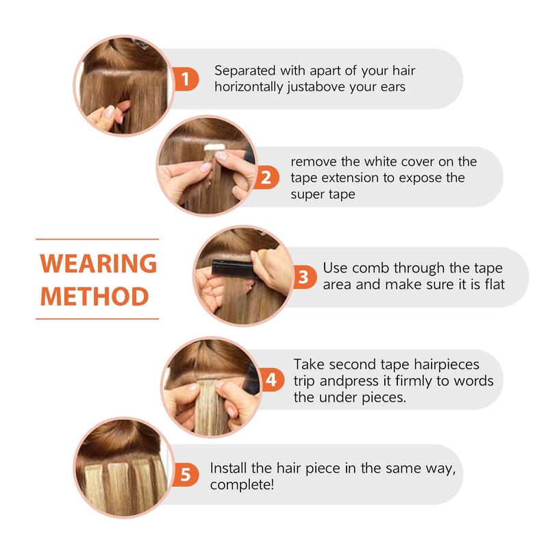 XDhair Tape Extensions, Real Hair, Ash Brown to Platinum Blonde,