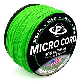 Paracord Planet Micro Paracord – Thin Braided Cord for Crafting, Fishing, and DIY Projects in 125 ft Spools – Acid Lime