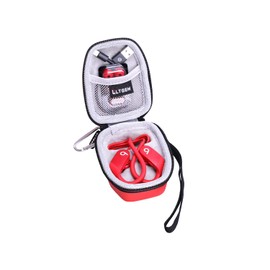 LTGEM - Funda rígida de viaje para Beats by Dre Powerbeats de alto rendimiento/Powerbeats 3 auriculares inalámbricos con mosquetón, rojo y gris (solo funda)