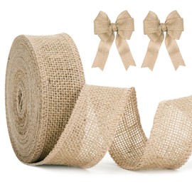 KINGLAKE Burlap Ribbon,4cm Hessian Ribbon Jute Ribbon Roll,10m Brown Ribbon Natural Craft Ribbon for Gift Wrapping, Crafting, Florist, Presents Packing, Rustic Wedding & Christmas Decorations