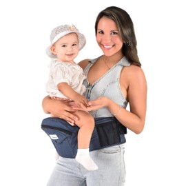 Hip Seat Baby Carrier - Adjustable Waistband with Original 3D Belly Protector, Ergonomic Carrier with Various Pockets for Newborns & Toddlers up to 45lbs
