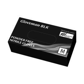 GLOVEMAN UltraGard Gloveman Black Nitrile Gloves PF MEDIUM - 1 Box (100pcs)