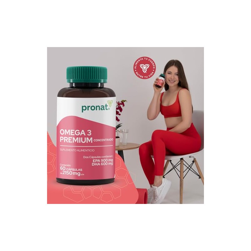 PRONAT | Omega 3 Premium Concentrado, Suplemento Alimenticio, 60 Cápsulas