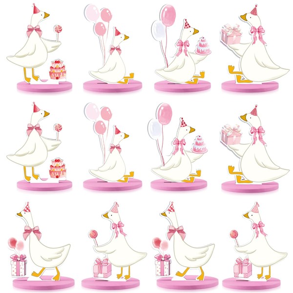 BruinBang 12 PCS Wooden Silly Goose Table Decorations with Base