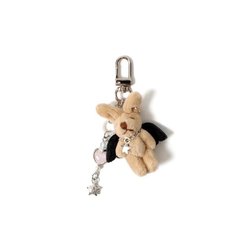 Wigo Mini Rabbit Angel Lanyard Keychain for Women, beige