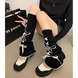 XEPST Y2K Leg Warmers Y2K Harajuku Leg Warmers Kawaii Leg Warmers for Girls Women, Lolita Knit Leg Warmer Socks Gothic Leg Cover for Y2k 80s Cosplay Accessories, White Pentagram Pattern