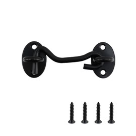 T Tulead 3-Inch Barn Door Lock Hook Eye Latch Gate Lock Black Stainless Steel Safety Latch with Mounting Screws