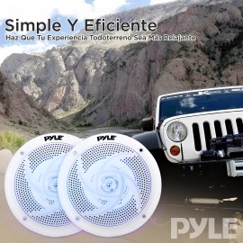 Pyle Waterproof Marine Speakers with LED Lights 4 Inch Pair for Boats and Vehicles