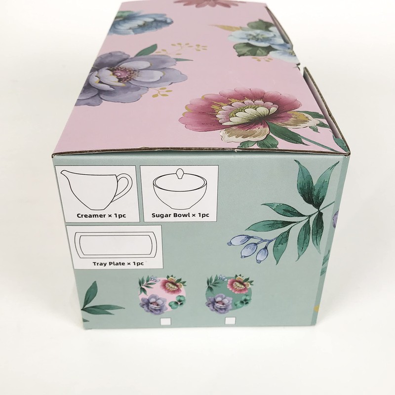 Gracie China Fantastic Pink Porcelain 3-Piece Sugar, Creamer And Tray