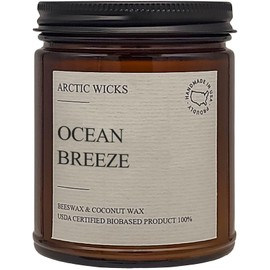 Ocean Breeze Candles | Arctic Wicks Coconut & Beeswax Candles | 9oz Amber Scented Candle for Spring Summer, Home Decor Gifts Marine Ocean Mist Sea Salt Beach Honeydew | USDA 100% Certified Biobased