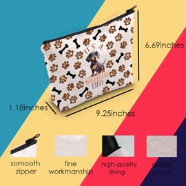 Generic Dachshund Cosmetic Bag , Unisex-Adults, Water-Resistant, Polyester, Pattern, 33x22cm, Travel