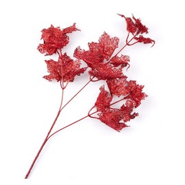Factory Direct Craft Group of 2 Red Glittered Artificial Maple Sprays for Autumn Decorating and Thanksgiving Displays - 26" H