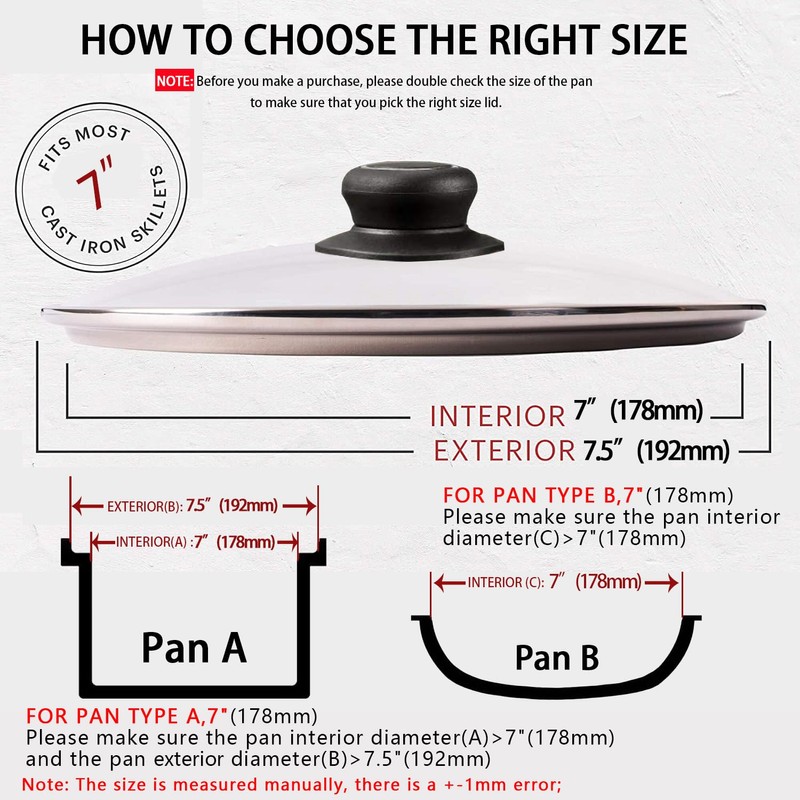 7 Inch Pot Lid Tempered Glass Pan Lids - Oven