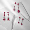 Long Green Teardrop CZ Crown Clip On Dangle Chandelier Earring