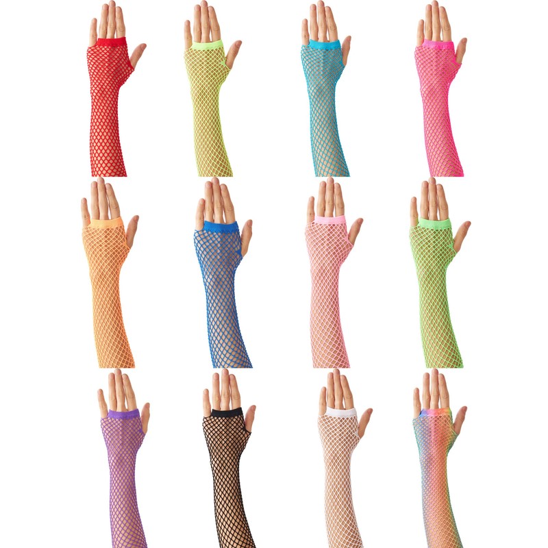 OTPEH Lone Fishnet Gloves Fingerless For Women Fish Net Arm