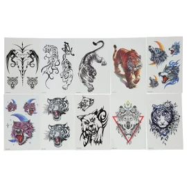 Pegatinas de Tatuajes de Animales, Perro Lobo Tigre, Perro Husky Leopardo, Tatuajes Temporales para Hombres, Pegatina de Tatuaje para Hombres, Pegatinas de Tatuaje de Brazo de Arte Corporal