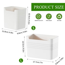 6 Pack Refrigerator Organizer Box, Plastic Refrigerator Side Door Storage Containers, Space-Saving Organizer Bins for Refrigerator, Refrigerator Drawers for Fruit and Vegetable (White, S-6pcs)