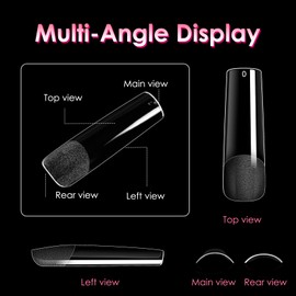 Ranrose Long Straight Nails Tips,240PCS Full Cover Gel x Nail Tips for Acrylic Nails Professional 12 Sizes Pre-shaped XXL Straight Shape False Nail Half Matte Fake Nails for DIY Press On Nail Extensions