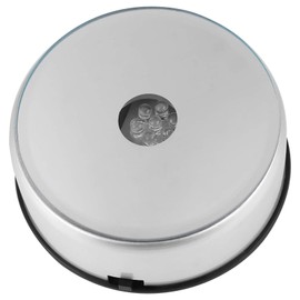 LED Light Base, Colorful Light Rotating Crystal Display Base Stand Light Show Holder with AC US Adapter Silver Battery Operated.