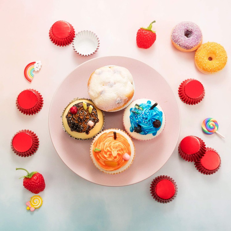 Sumind 400 Pieces Mini Foil Cupcake Liners Baking Cups, Metallic