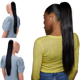 CAISHA 24" Hairpiece Ponytail Clip On Extension Long Hair Straight Light Blonde Mix H613