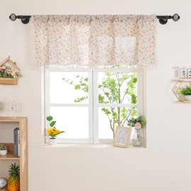 Bentrilisa - Cenefa de lino clásico para ventana de cocina, cenefas con borla, un panel, 54 x 16 pulgadas