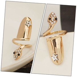 Mikinona 16pcs Snake Nail Tips Women Nail Ring Jewelry Fingernails Ring Decoration for Women