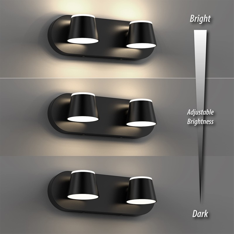 URSOLA 2 Light Bathroom Vanity Light, LED Black Bathroom Light