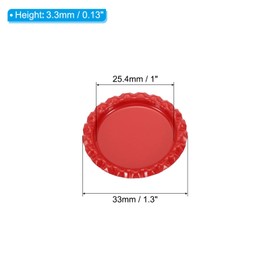 PATIKIL 1 Inch Flat Decorative Bottle Caps, 50 Pack Craft Bottle Pendant Trays Double Sides Printed for DIY Pendants Craft Scrapbooks, Red